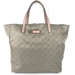 GUCCI 282439 GG logo Bag Tote Bag Hand Bag Leather / Nylon pink/gray